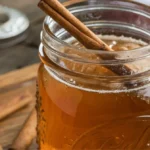 homemade apple pie moonshine recipe in mason jar with apples and cinnamon