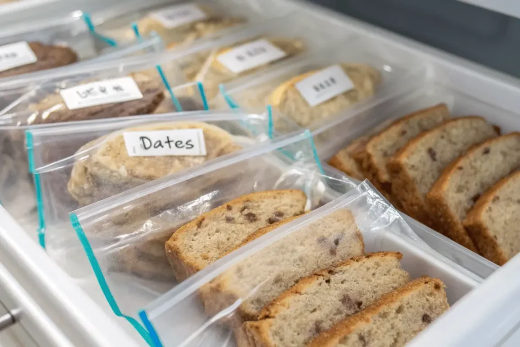freezing 4 ingredient banana bread slices