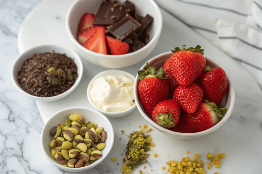 Ingredients for making Dubai Strawberry Cup at home